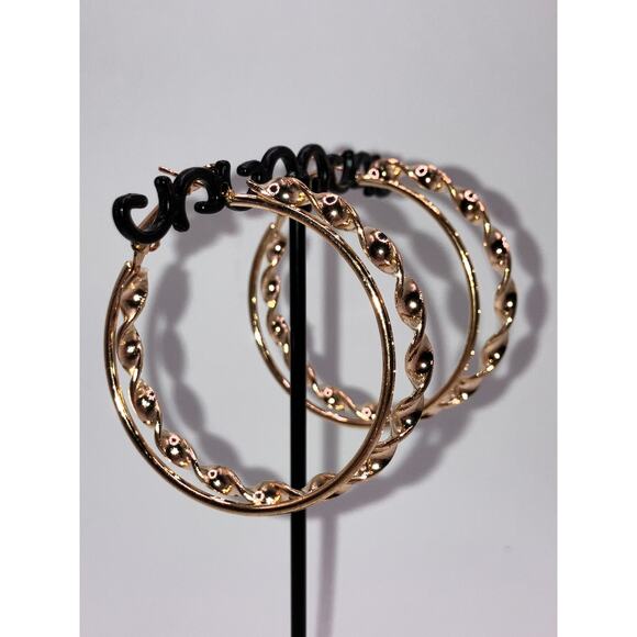 NWT! Large Sized Thin Hoop & Wavy Hoop Hinged Gold-Tone 1/75" Earrings! - Picture 3 of 8